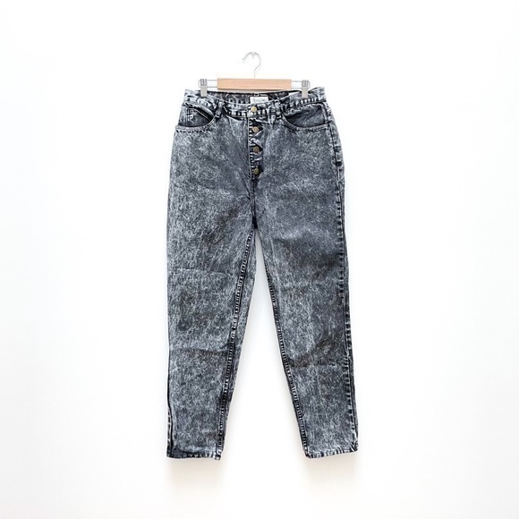 Vintage High Waisted Tapered Jeans Button Fly Stone Washed - Size 14 - Picture 1 of 14